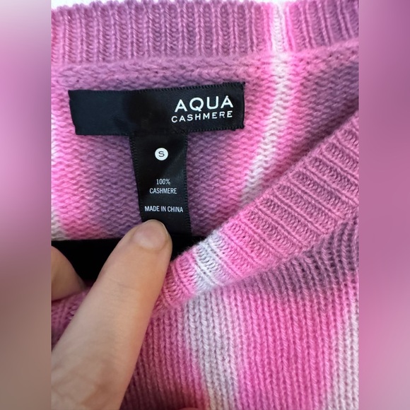 Bloomingdale’s Aqua Cashmere Sweater Pink Tie Dye Small Blue Bloods Eddie - Picture 4 of 5
